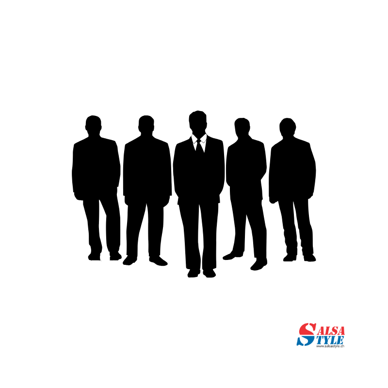 Silhouettes d’hommes en costume pour un EVG avec Salsa Style Genève