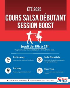 Cours de salsa débutant à Genève – Été 2025 – Salle climatisée – Tous les jeudis
