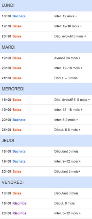 Planning SEPTEMBRE 2025 SalsaStyle.ch