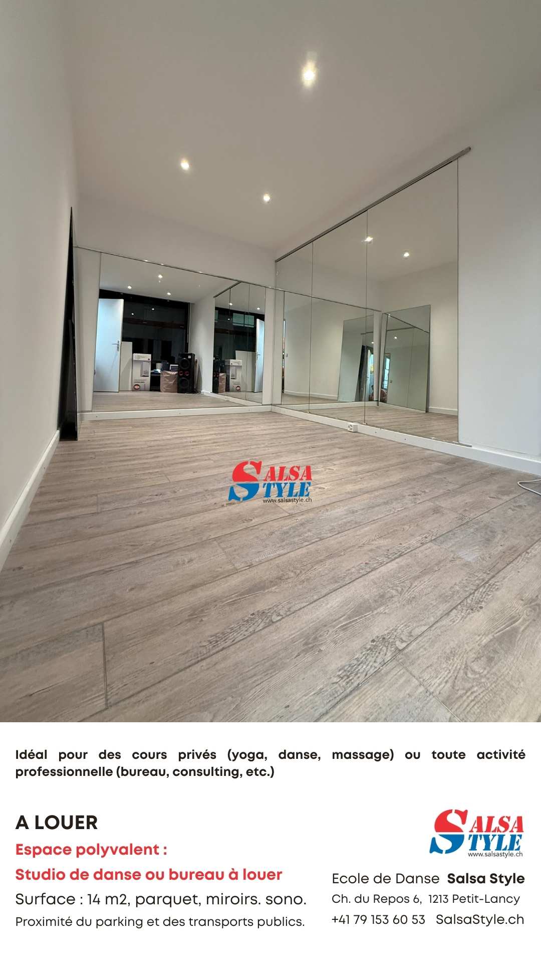 Petit studio de danse 14 m² – cours privés – Salsa Style Genève