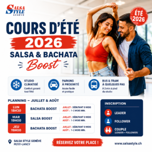 Cours d&rsquo;été 2026 – Salsa & Bachata Boost