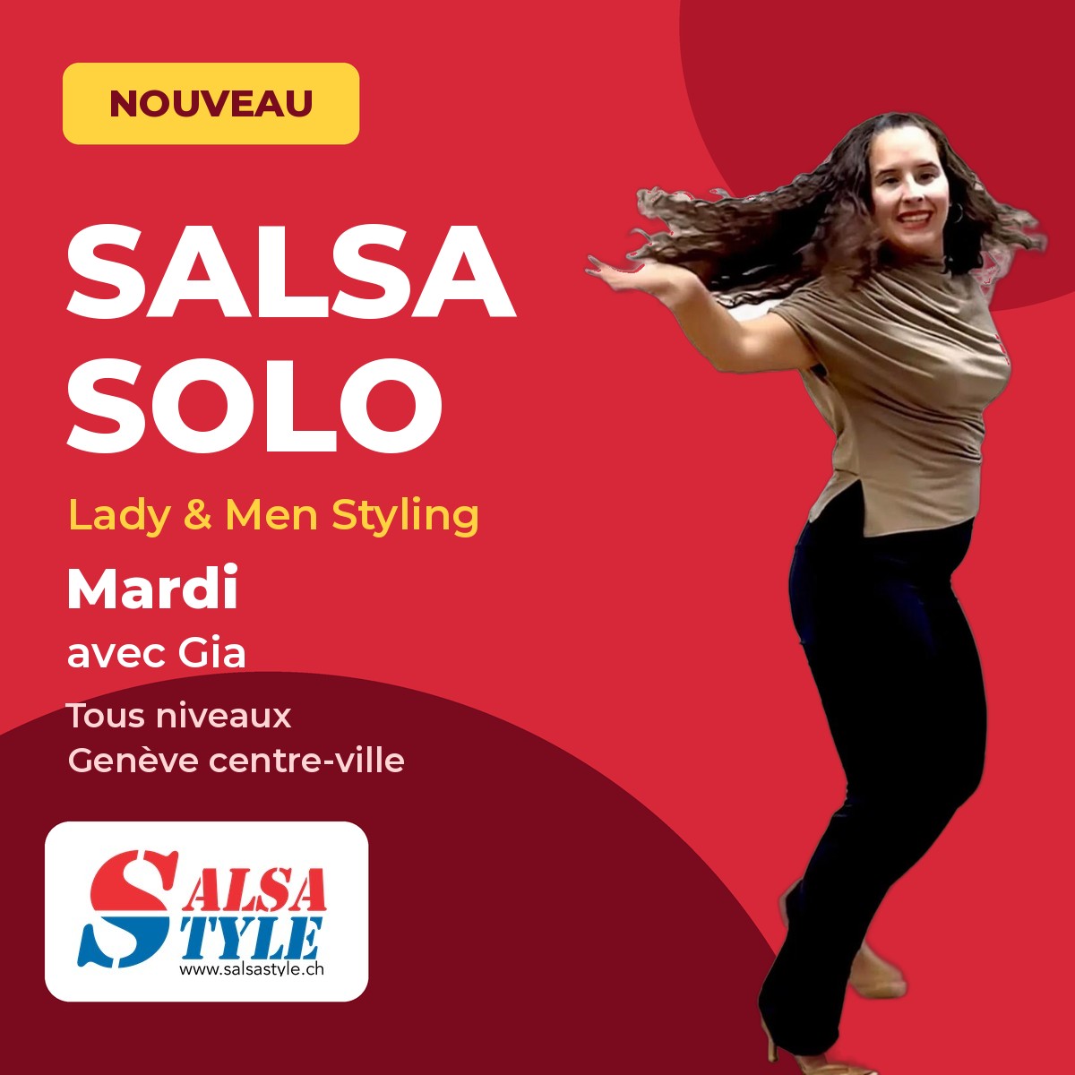 Cours de salsa solo lady et men styling le mardi avec Gia, Genève centre-ville