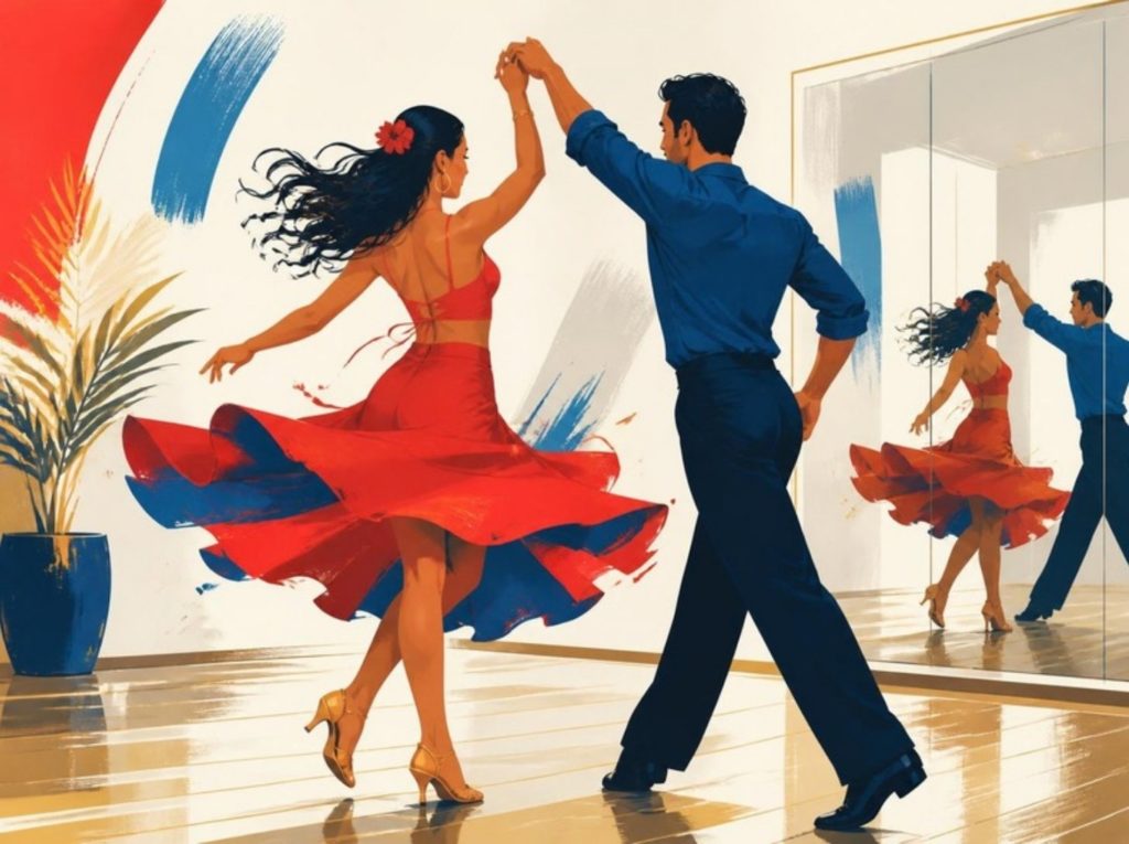 Couple dansant la salsa dans un studio de danse, stages Salsa Style Genève